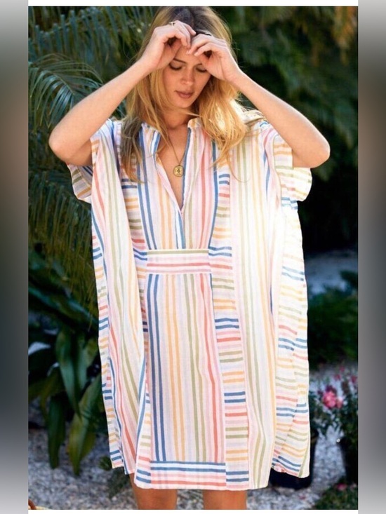 Emerson Fry Dresses & Skirts - EMERSON FRY Short Caftan Coverup Rainbow Stripe
